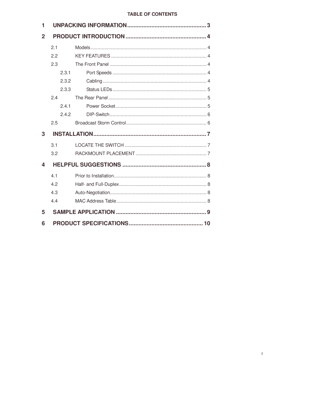 Lindy 25020 manual Unpacking Information Product Introduction, Table of Contents 