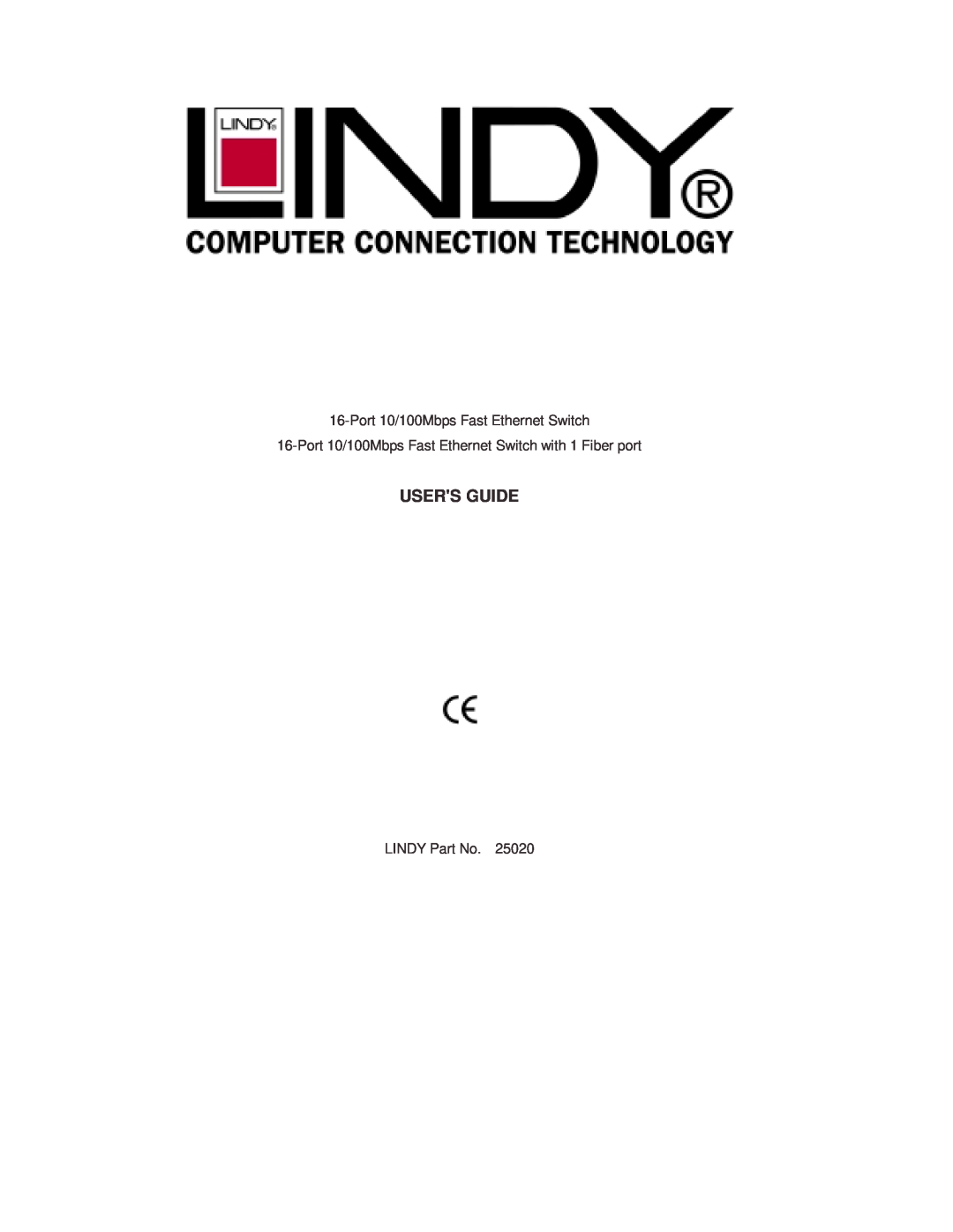 Lindy 25020 manual Users Guide, Port 10/100Mbps Fast Ethernet Switch, LINDY Part No 