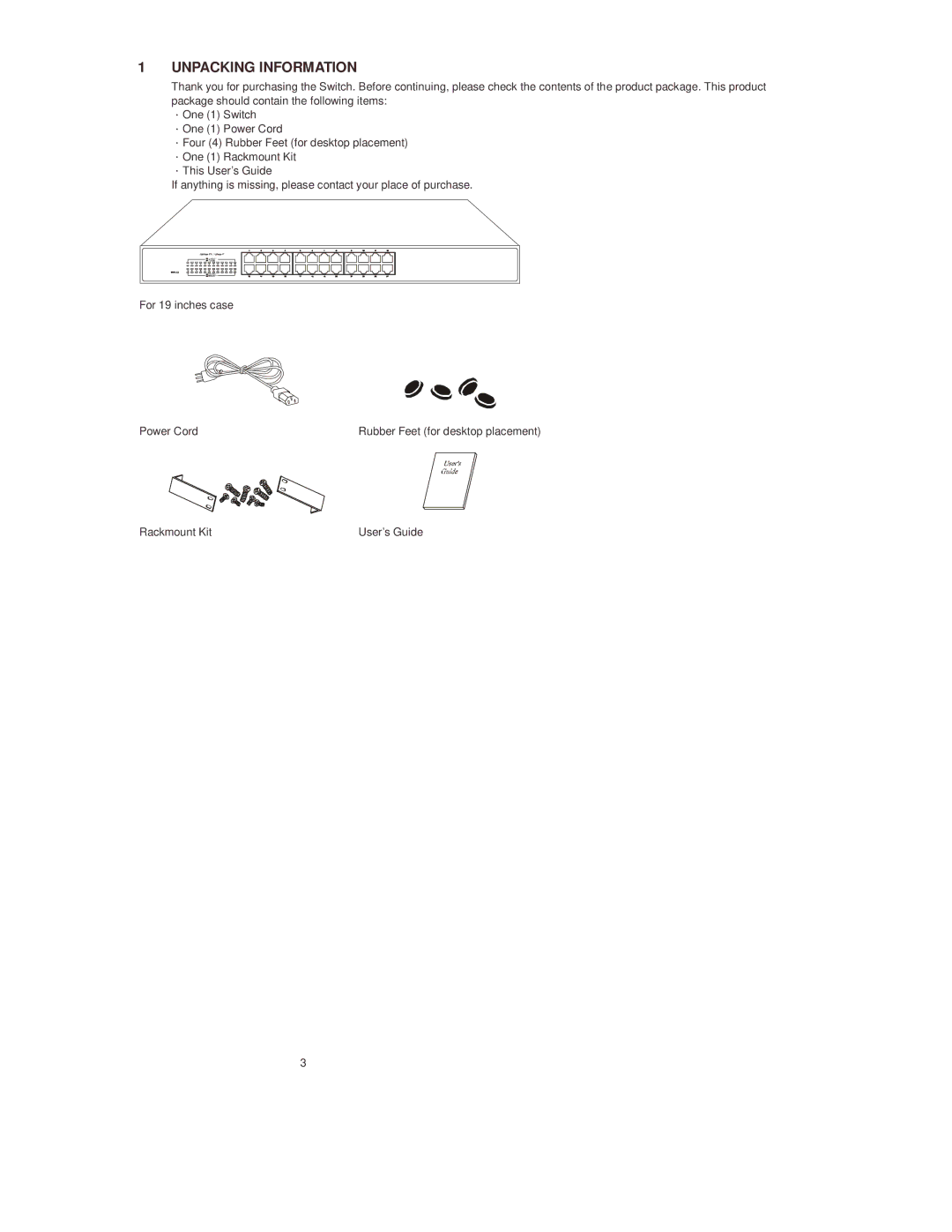 Lindy 25021 manual Unpacking Information, Rackmount Kit 