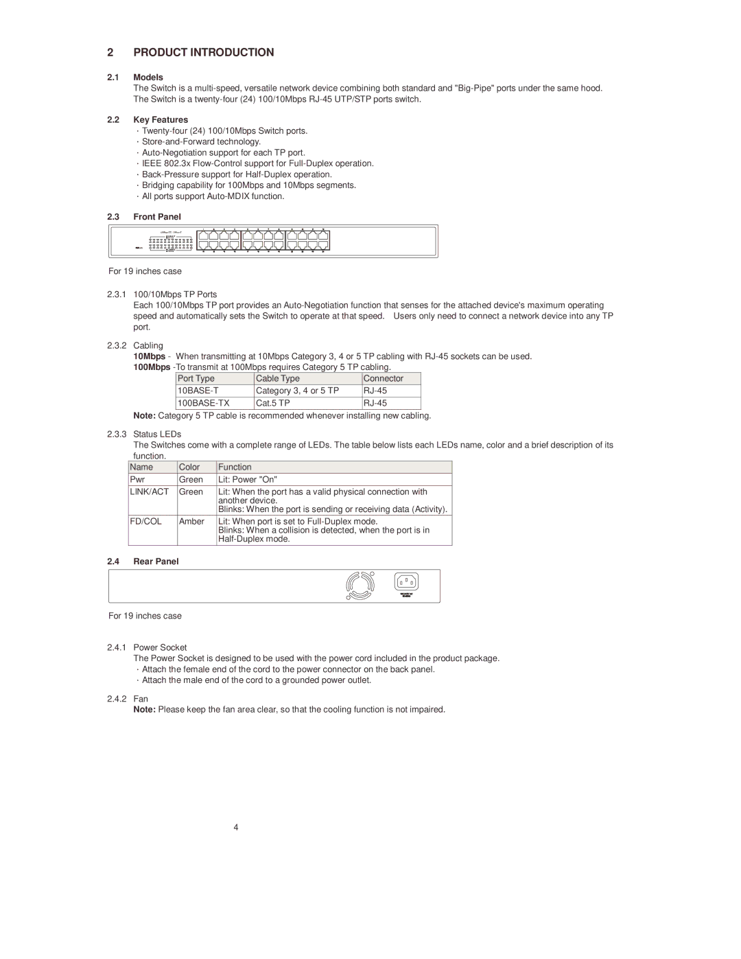 Lindy 25021 manual Product Introduction, Models, Key Features, Front Panel, Rear Panel 