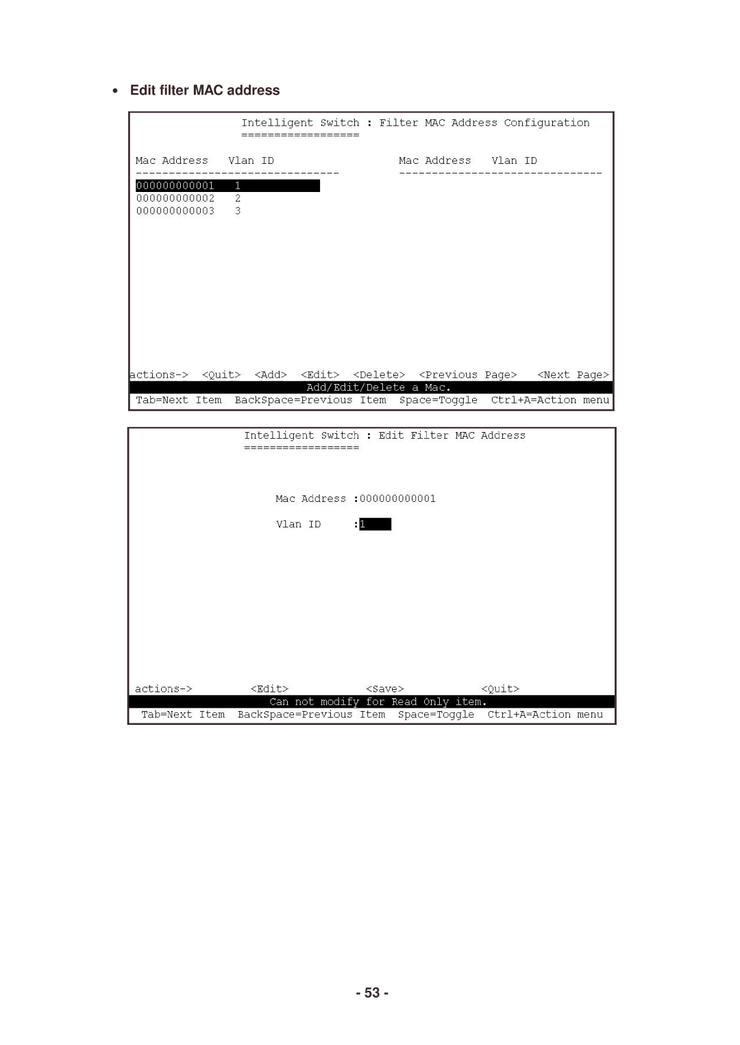 Lindy 25030 user manual Edit filter MAC address 