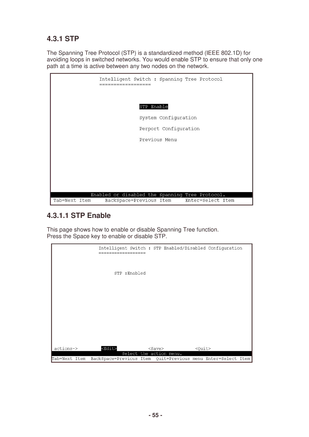 Lindy 25030 user manual 1 STP, STP Enable 