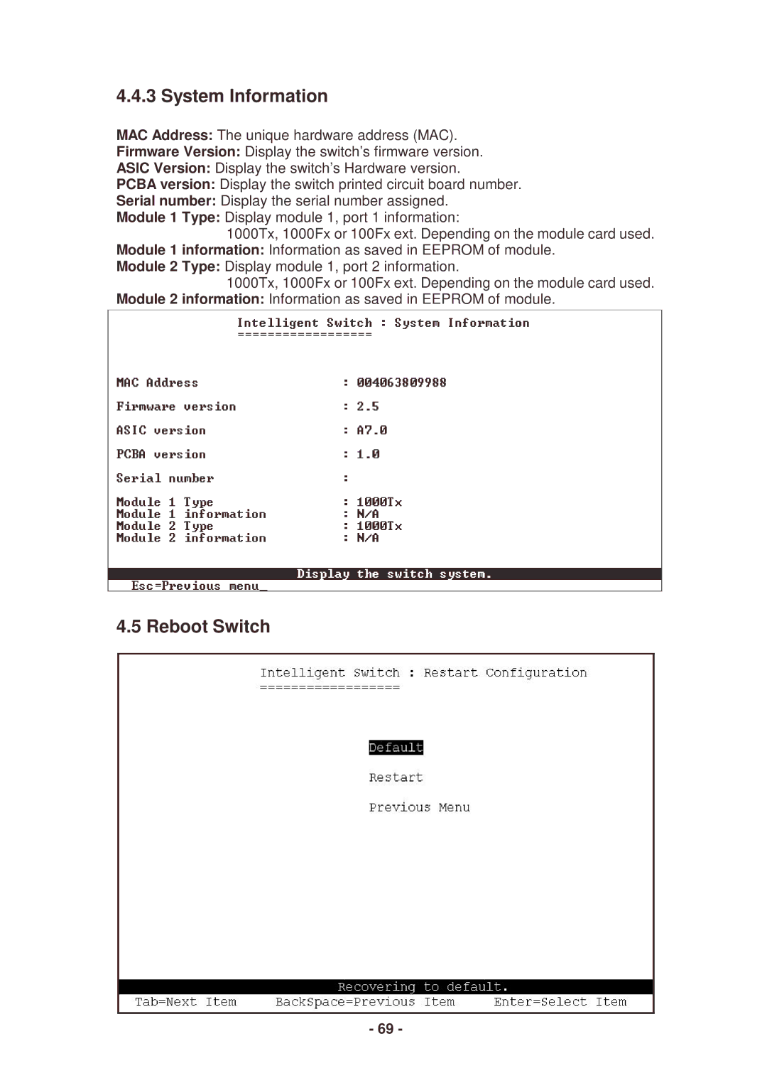 Lindy 25030 user manual System Information, Reboot Switch 