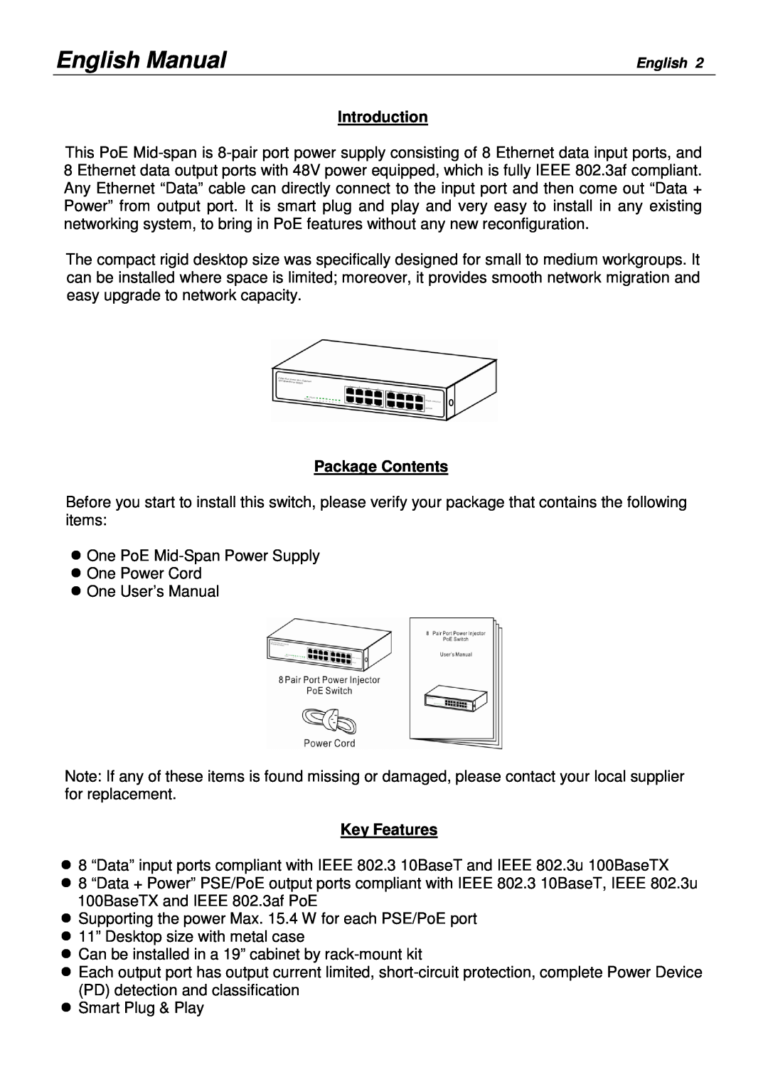 Lindy 25058 user manual English Manual, Introduction, Package Contents, Key Features 