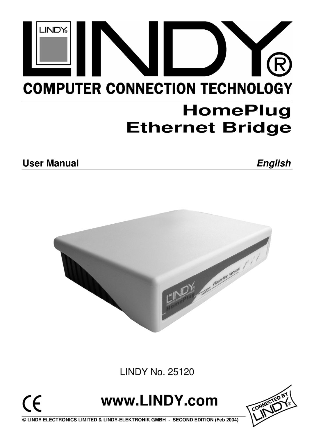 Lindy 25120 user manual HomePlug Ethernet Bridge 