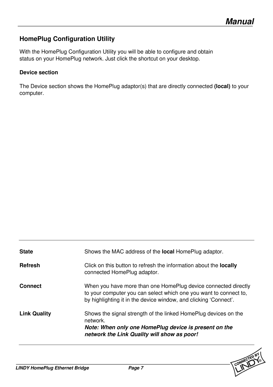 Lindy 25120 user manual HomePlug Configuration Utility 