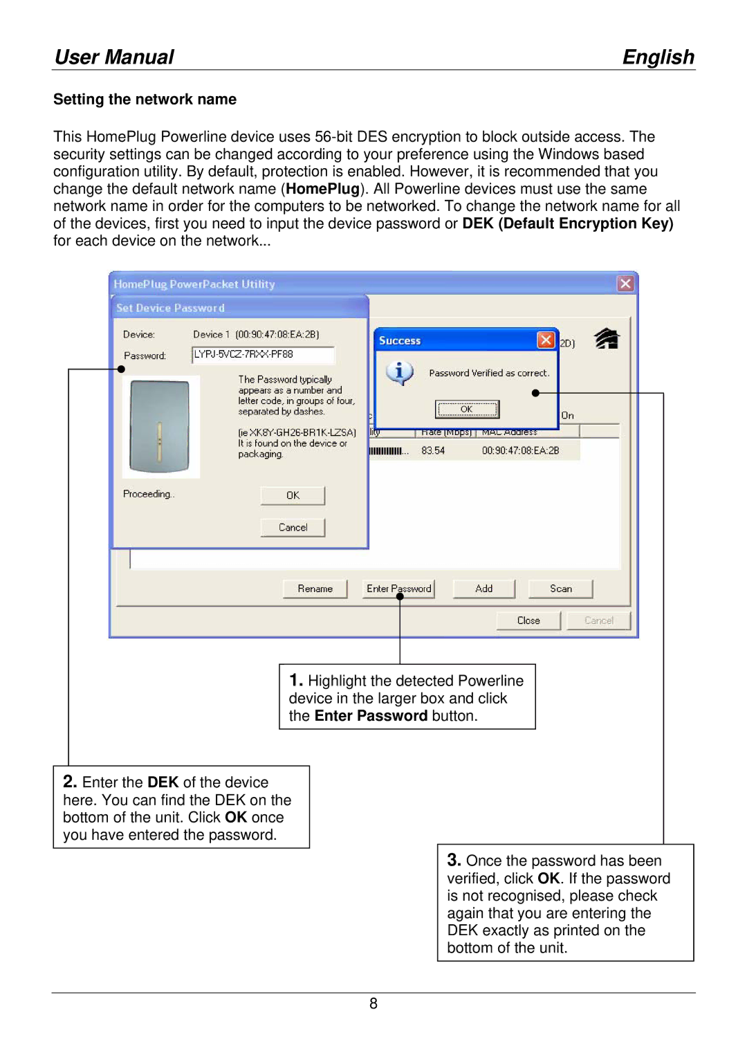 Lindy 25130 user manual Setting the network name 