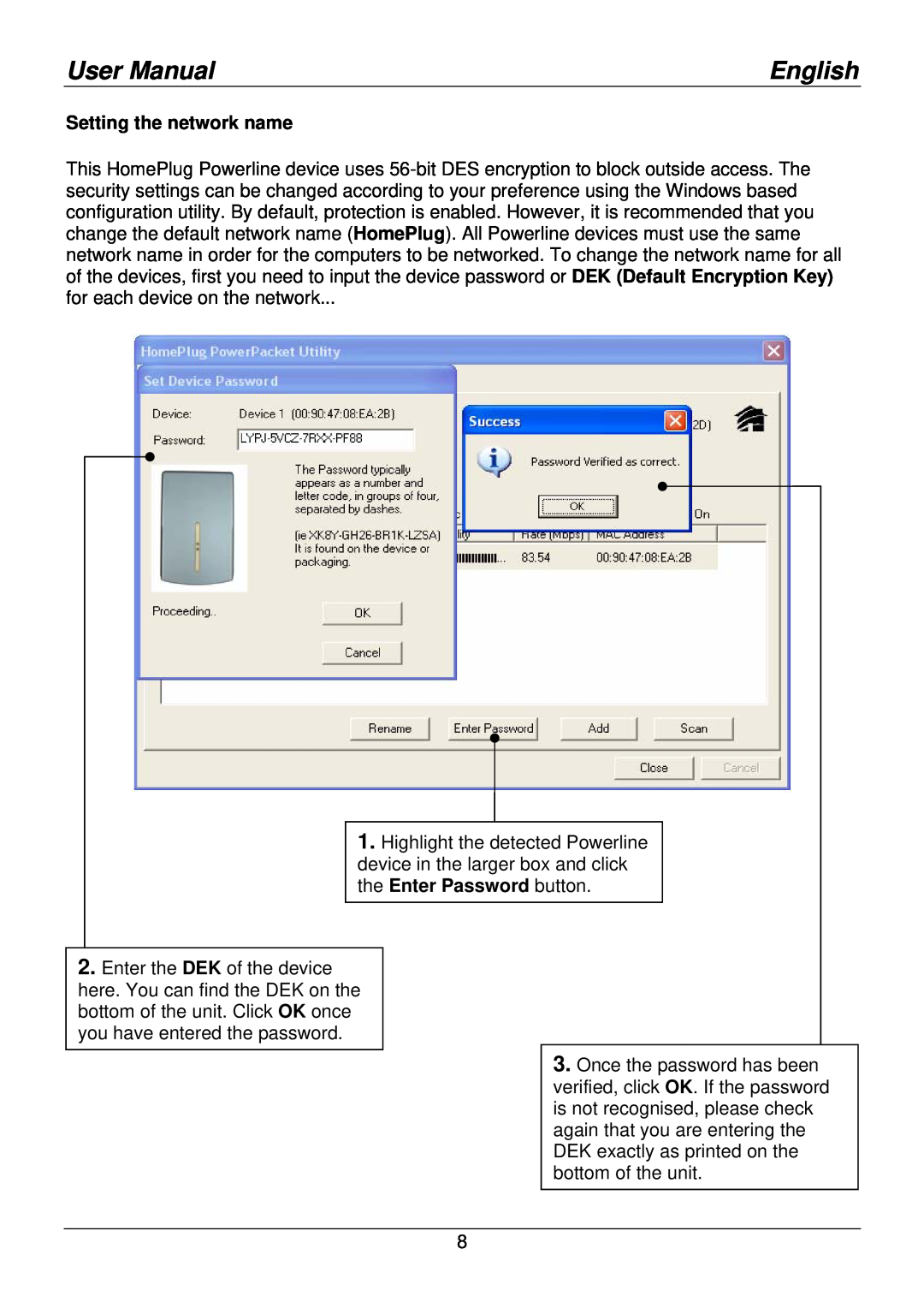 Lindy 25130 user manual Setting the network name, User Manual, English 