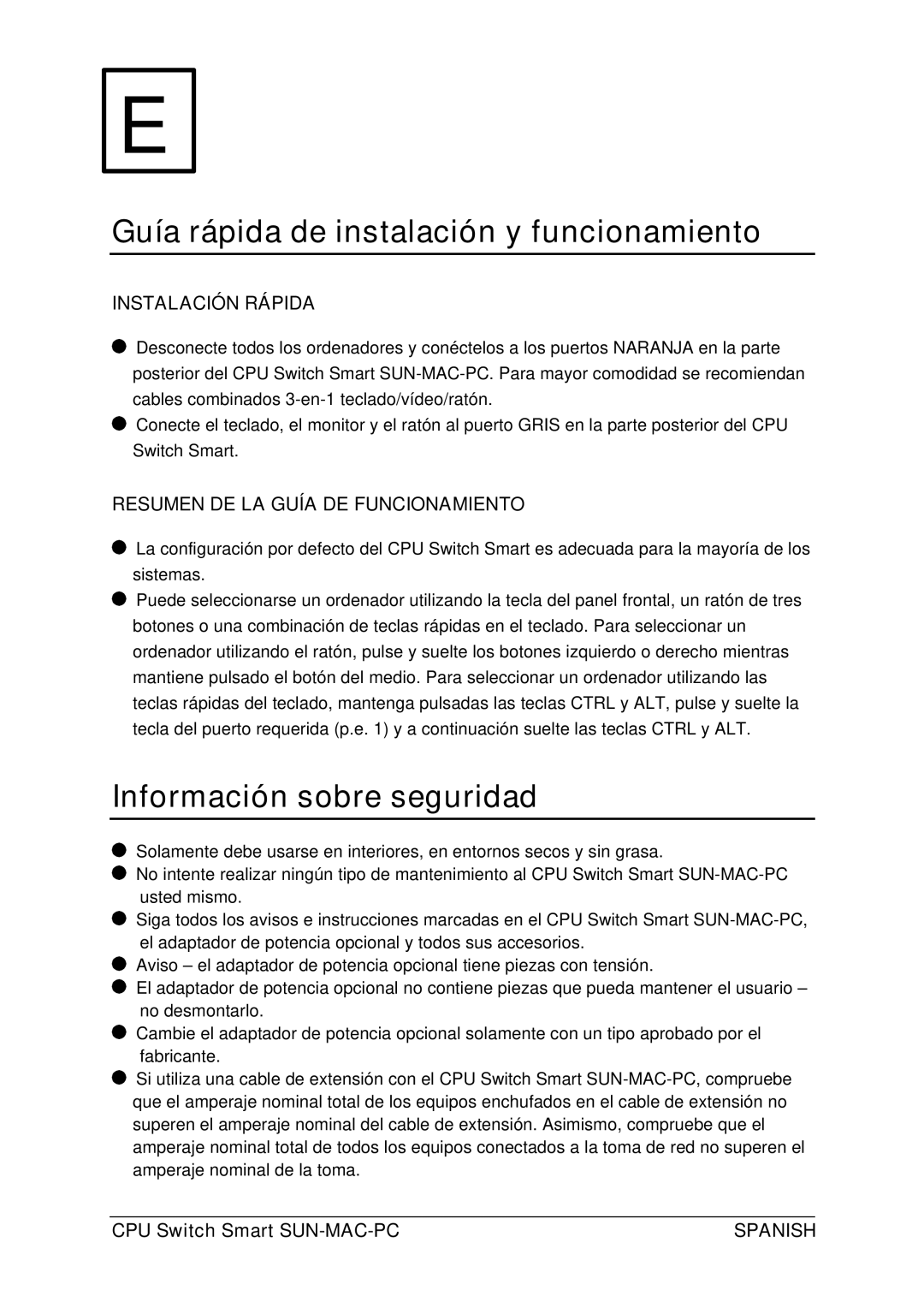 Lindy 32251 manual Guía rápida de instalación y funcionamiento, Información sobre seguridad, Instalación Rápida 