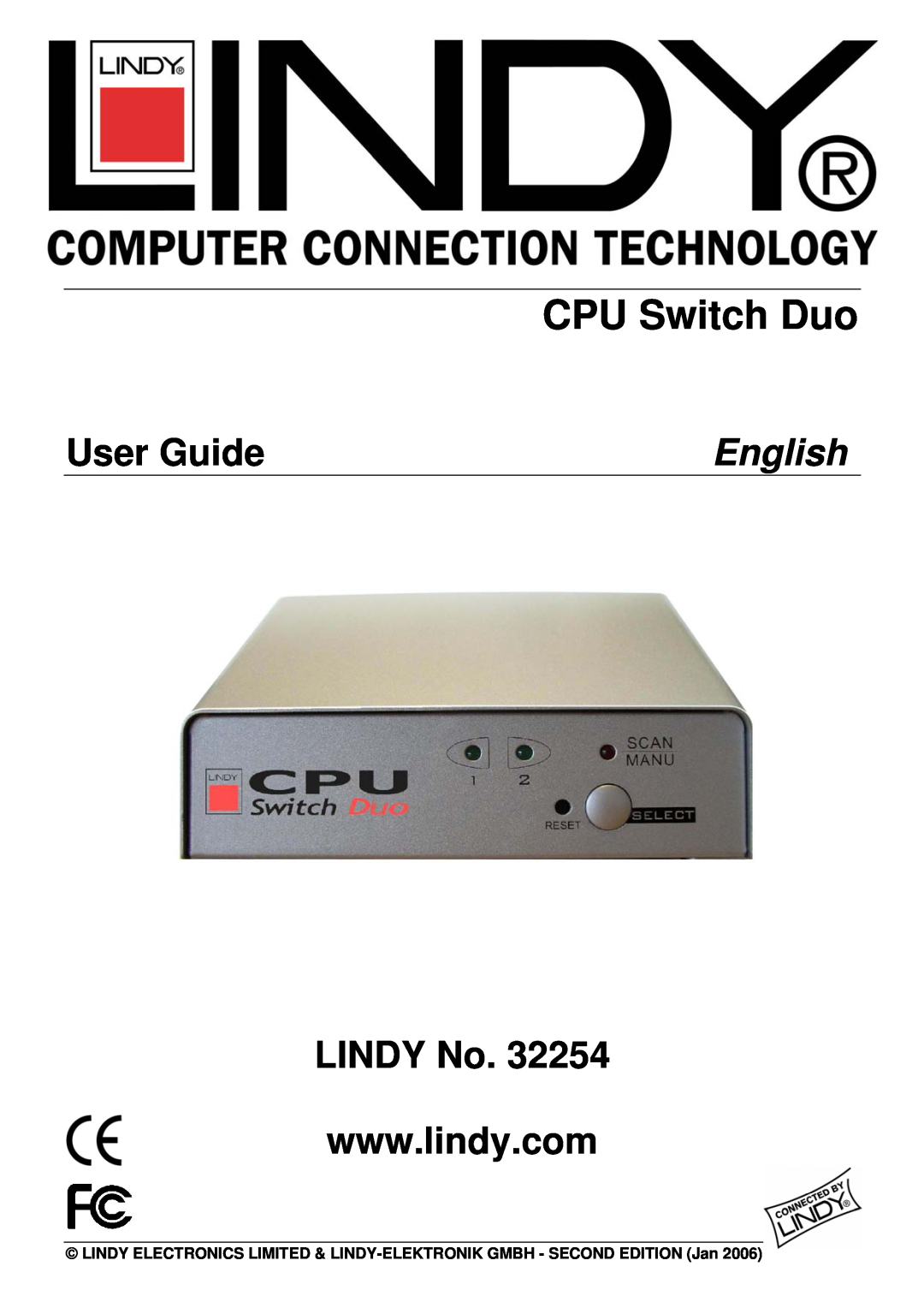 Lindy 32254 manual CPU Switch Duo, User Guide, English, LINDY No 