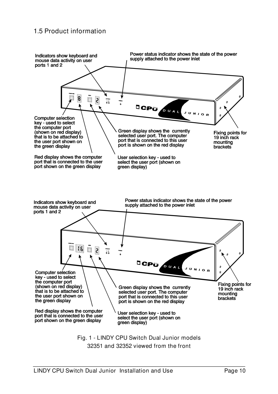 Lindy 32351, 32352 manual Product information 