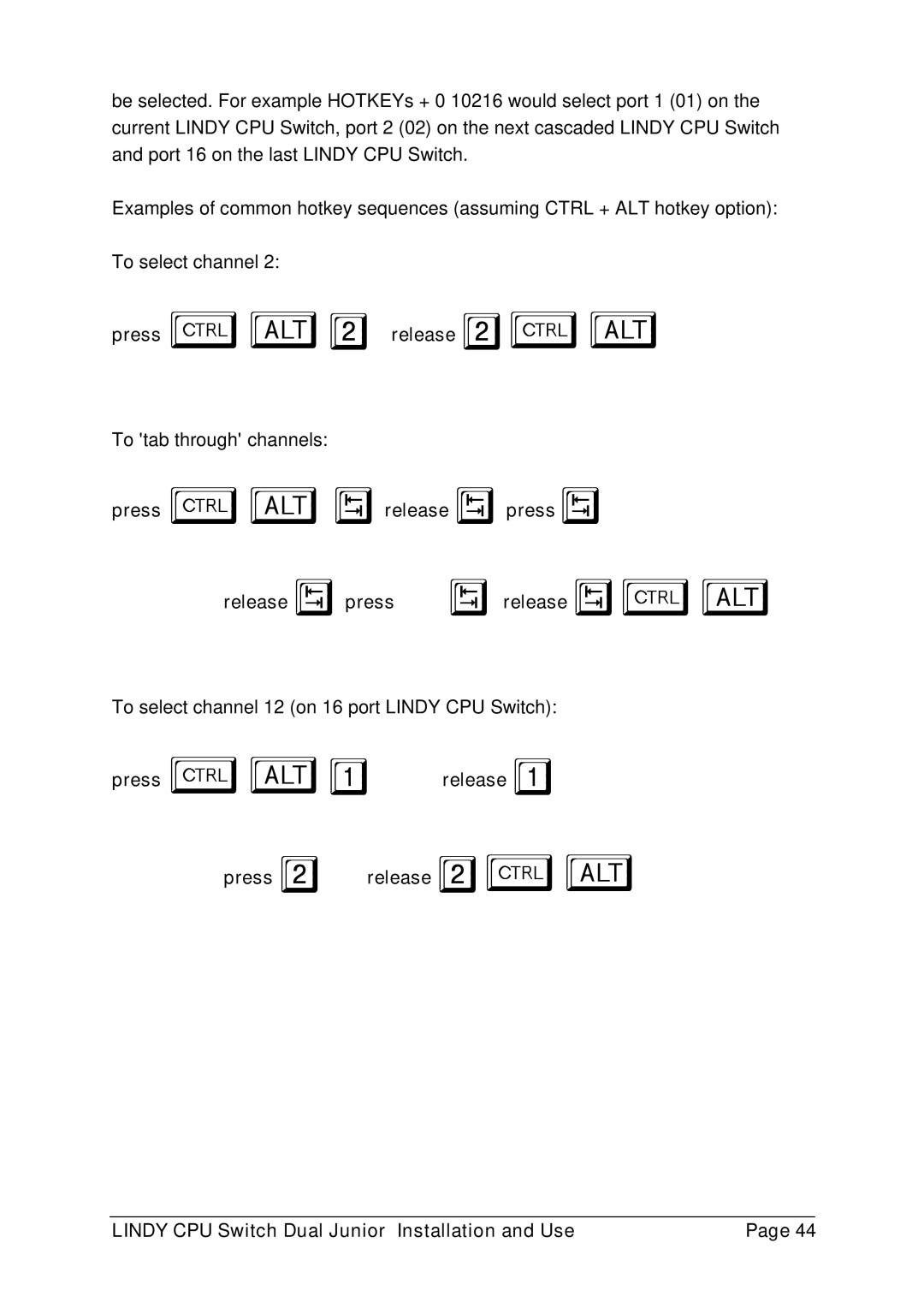 Lindy 32351, 32352 manual Press ba2 release 2ba, Press bavrelease vpress Release vpress vrelease vba 