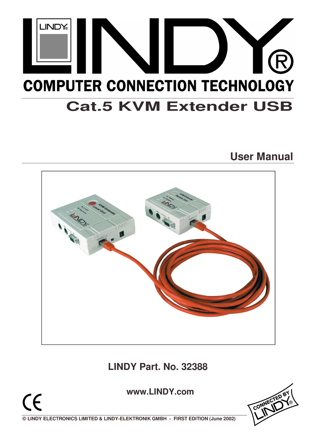 Lindy 32388 user manual Cat.5 KVM Extender USB 