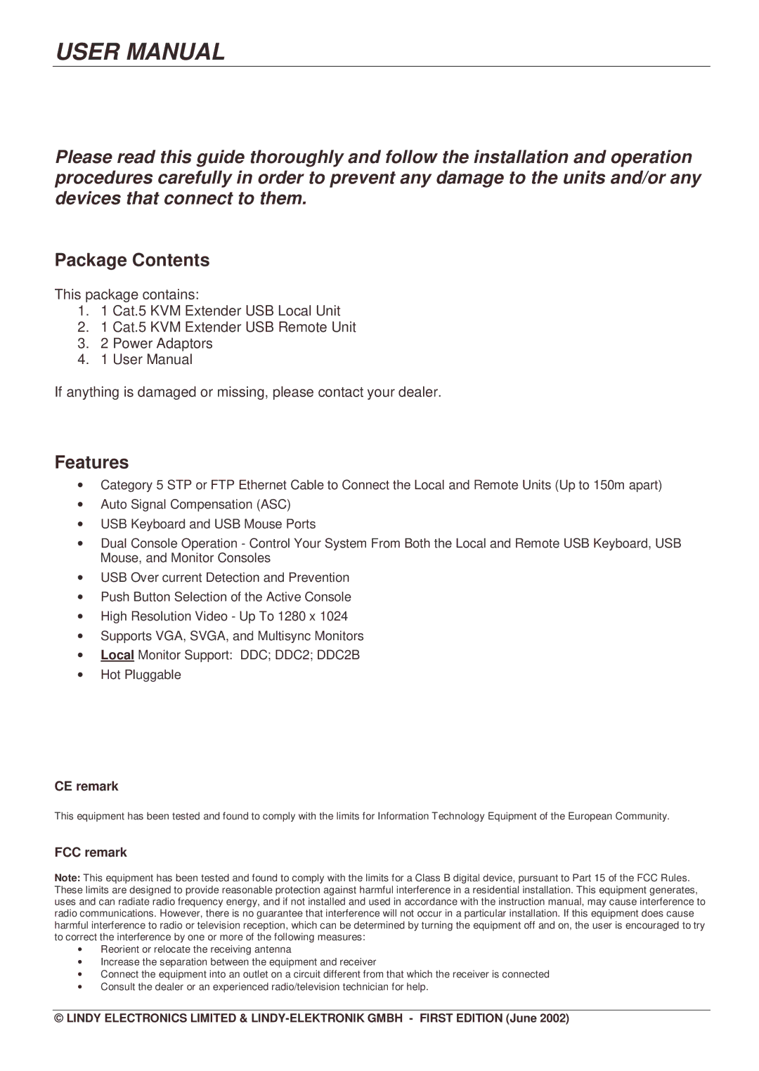 Lindy 32388 user manual Package Contents, Features 