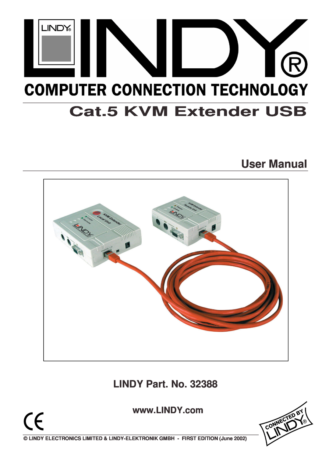 Lindy 32388 user manual Cat.5 KVM Extender USB, User Manual, LINDY Part. No 