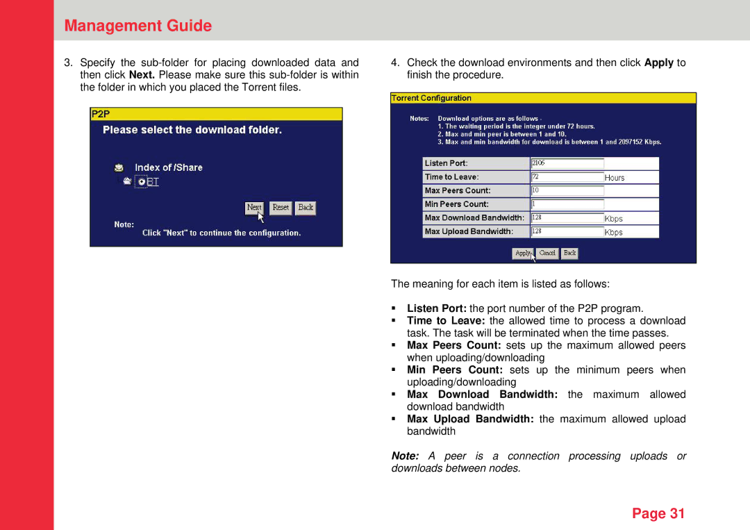 Lindy 32454 instruction manual ƒ Max Upload Bandwidth the maximum allowed upload bandwidth 