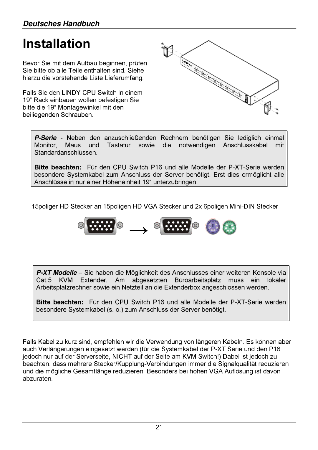 Lindy 32513, 32514, 32505, 32503, 32512, 32504 user manual Installation 