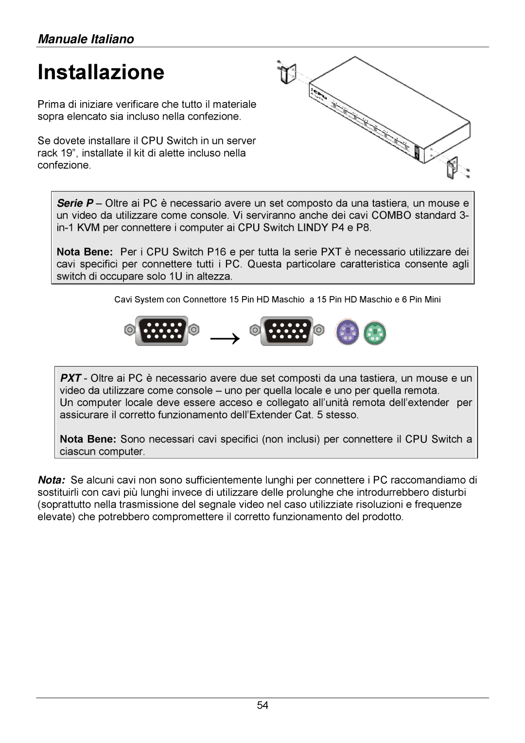 Lindy 32503, 32514, 32505, 32512, 32504, 32513 user manual Installazione 