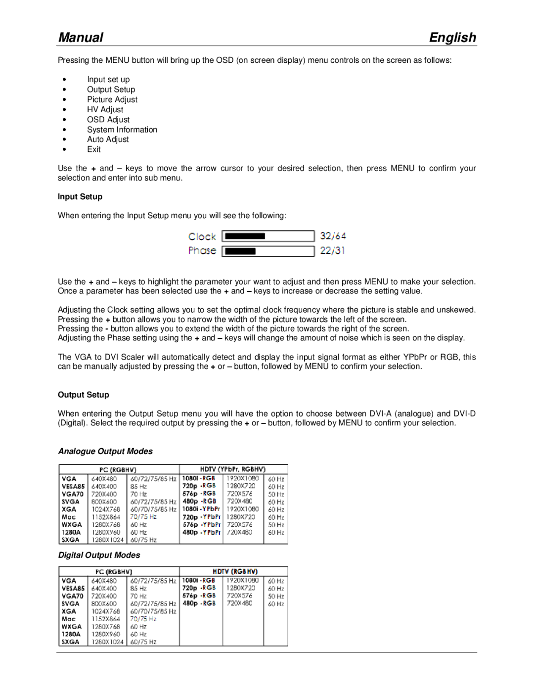 Lindy 32563 manual Input Setup, Output Setup 