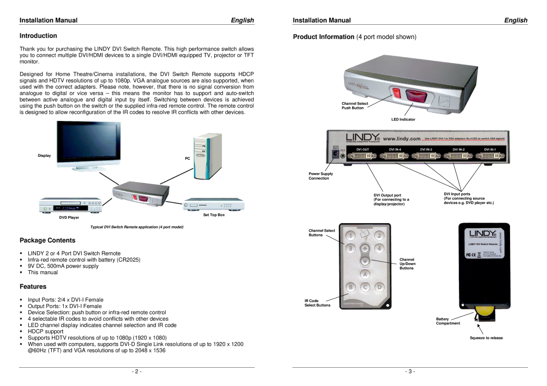 Lindy 32591, 32590 installation manual English 