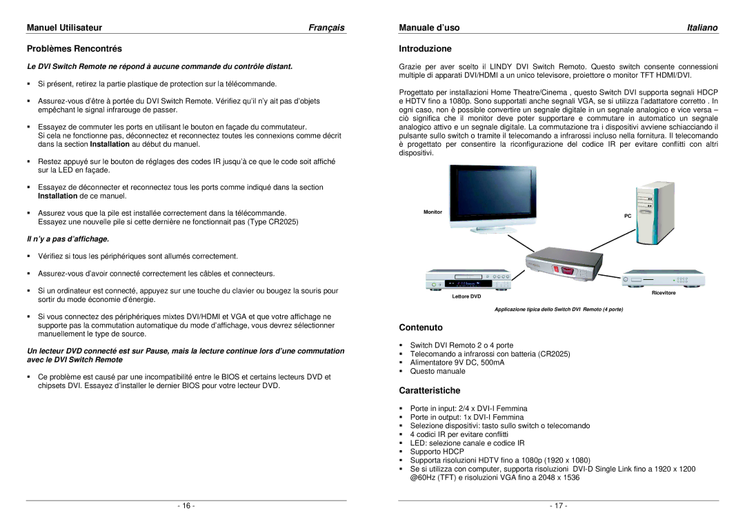 Lindy 32590, 32591 installation manual Italiano 