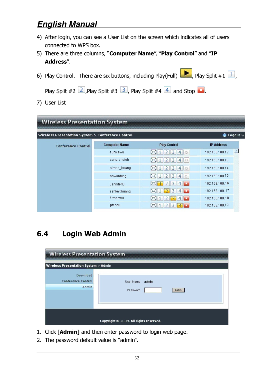 Lindy 32699 user manual Login Web Admin 