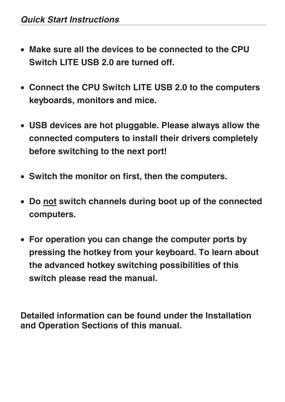 Lindy 32856, 32825 user manual Quick Start Instructions 