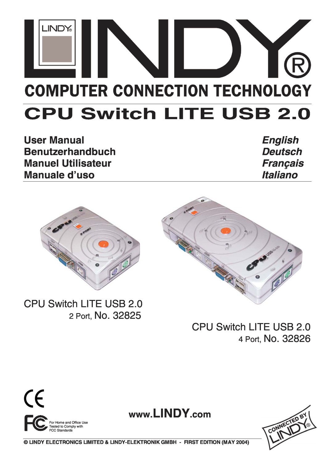 Lindy 32825, 32856 user manual English, Deutsch, Français, Italiano, CPU Switch LITE USB 