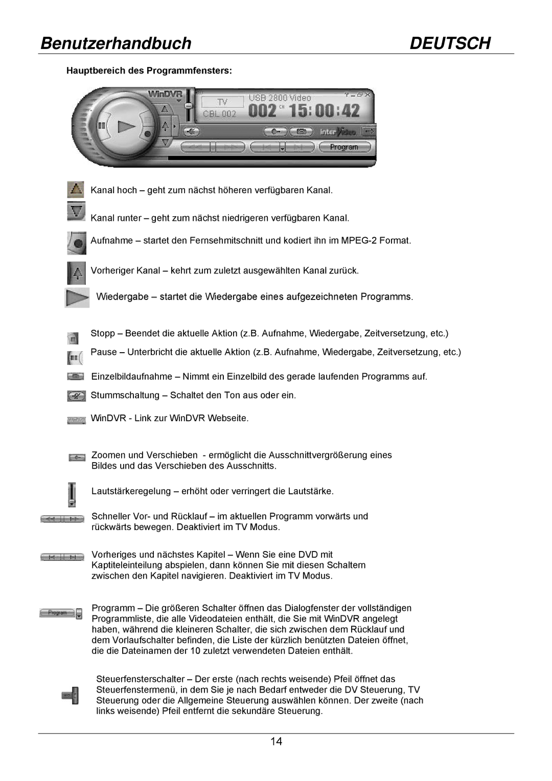 Lindy 32898 user manual Hauptbereich des Programmfensters 