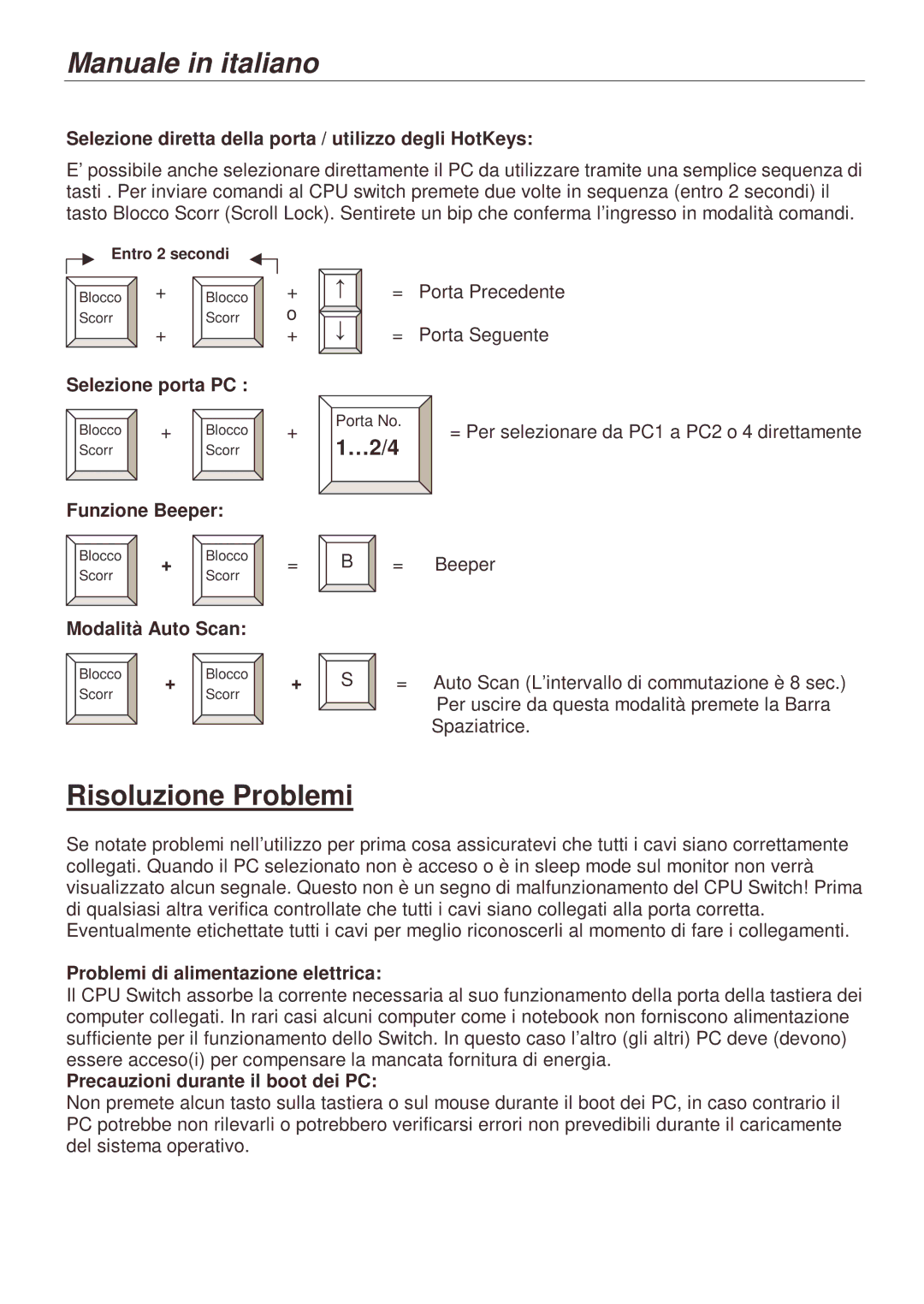 Lindy 32925, 32926, 32927, 32924 manual Risoluzione Problemi 