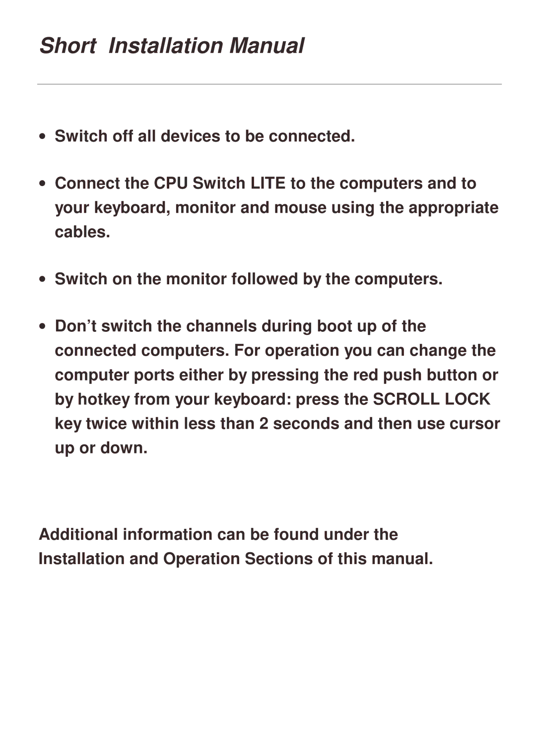 Lindy 32924, 32926, 32927, 32925 manual Short Installation Manual 