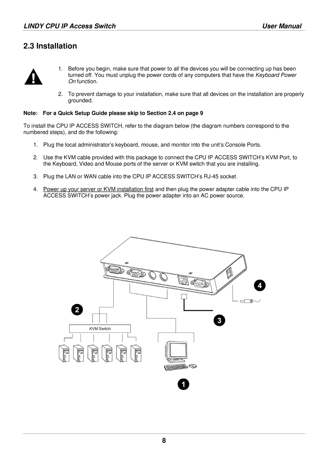 Lindy 39401 user manual Installation 