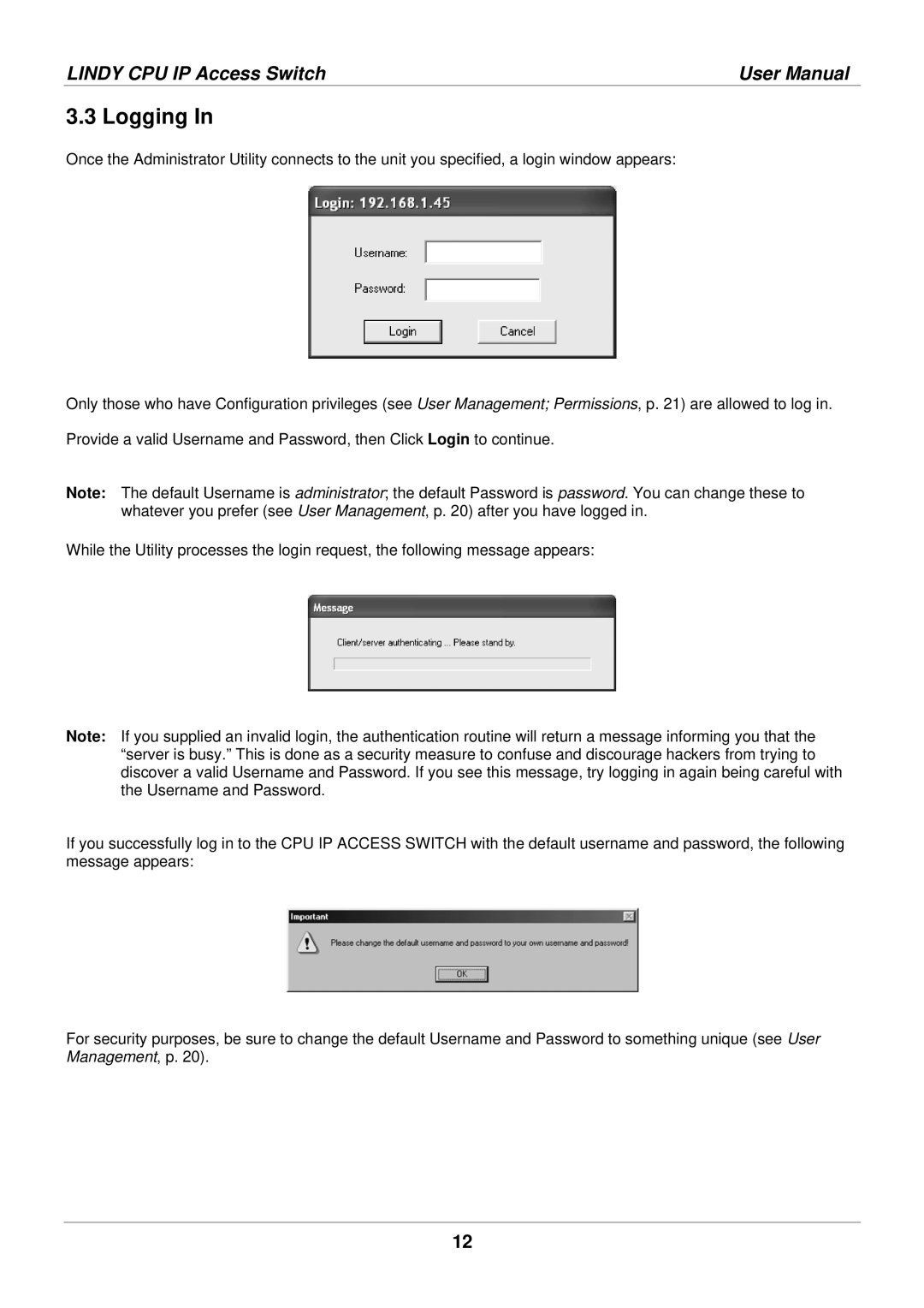 Lindy 39401 user manual Logging 