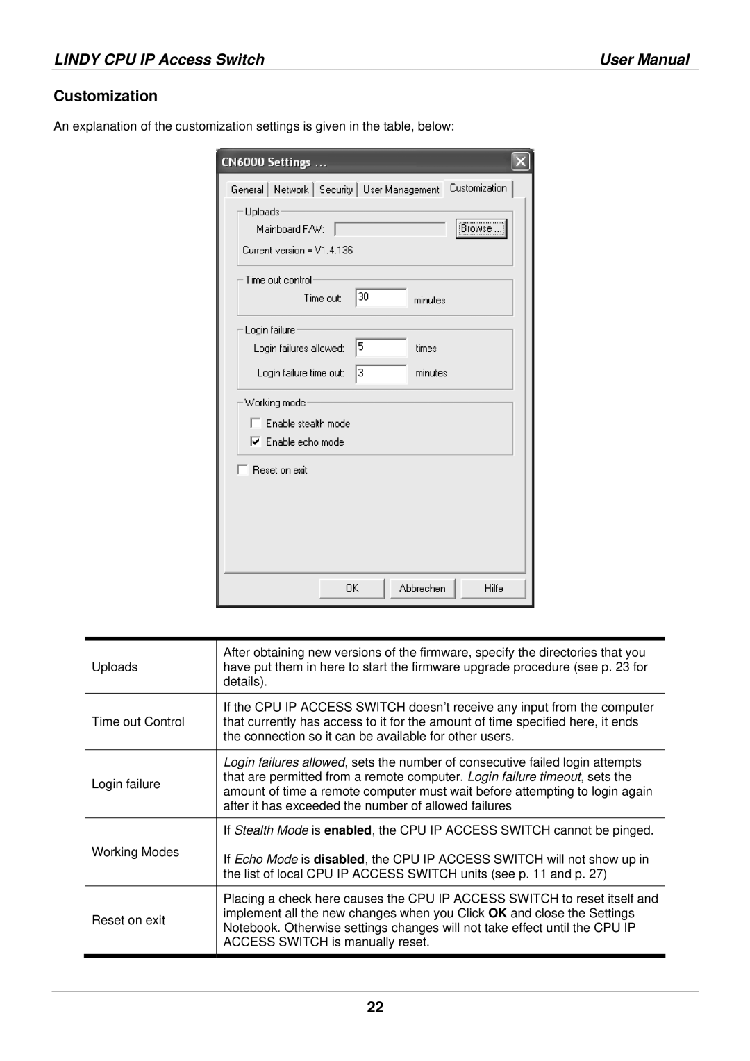 Lindy 39401 user manual Customization 