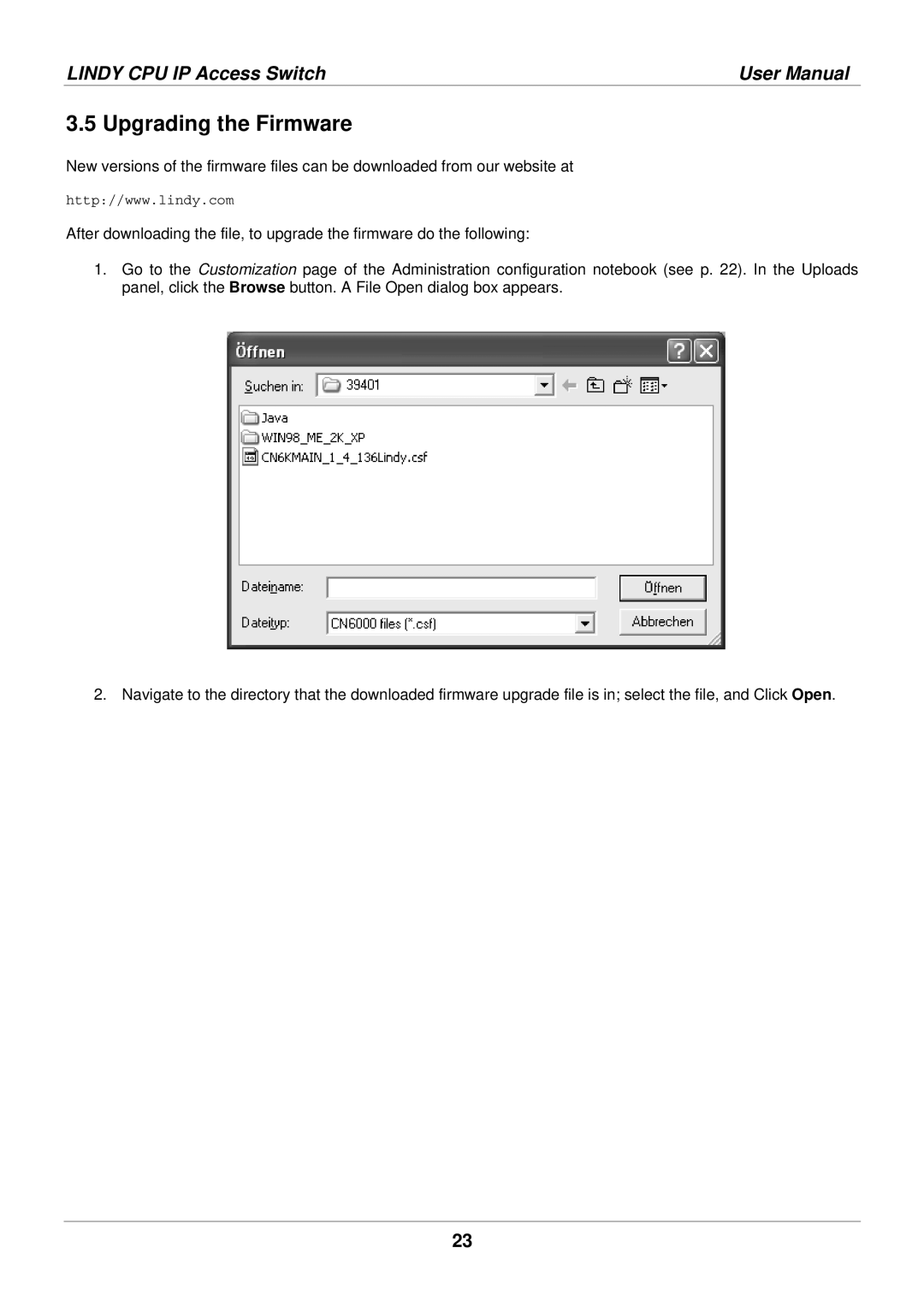 Lindy 39401 user manual Upgrading the Firmware 