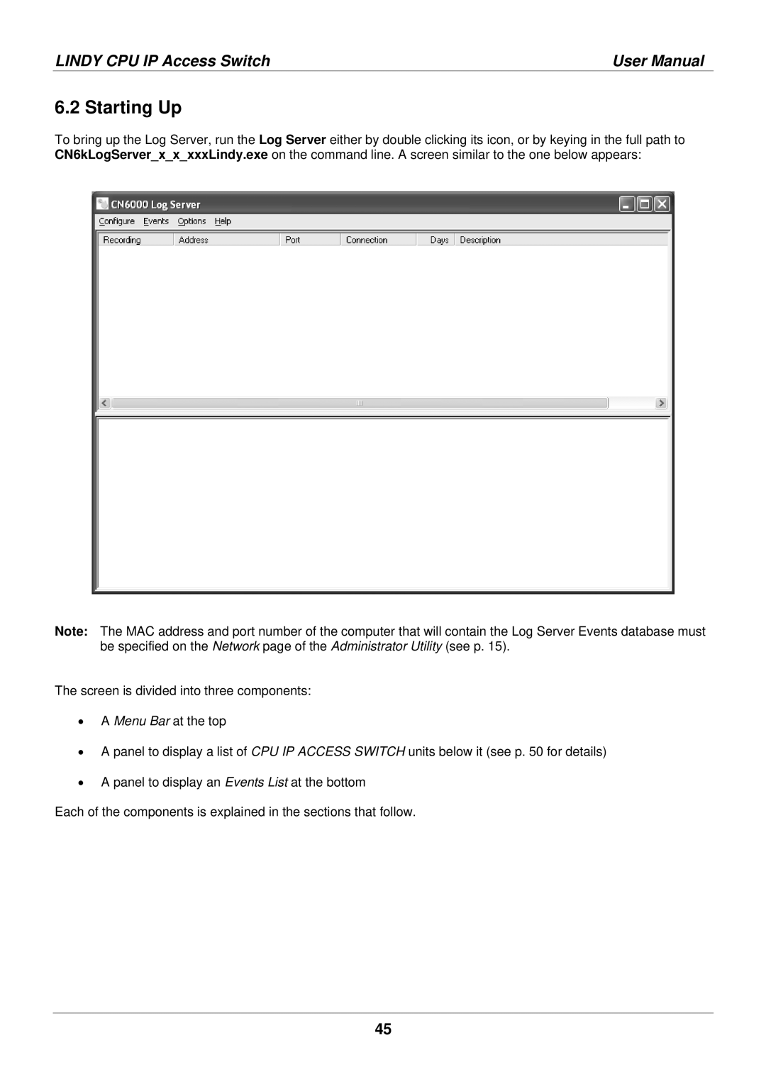 Lindy 39401 user manual Starting Up 