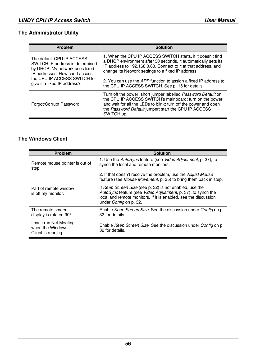 Lindy 39401 user manual Administrator Utility, Windows Client 