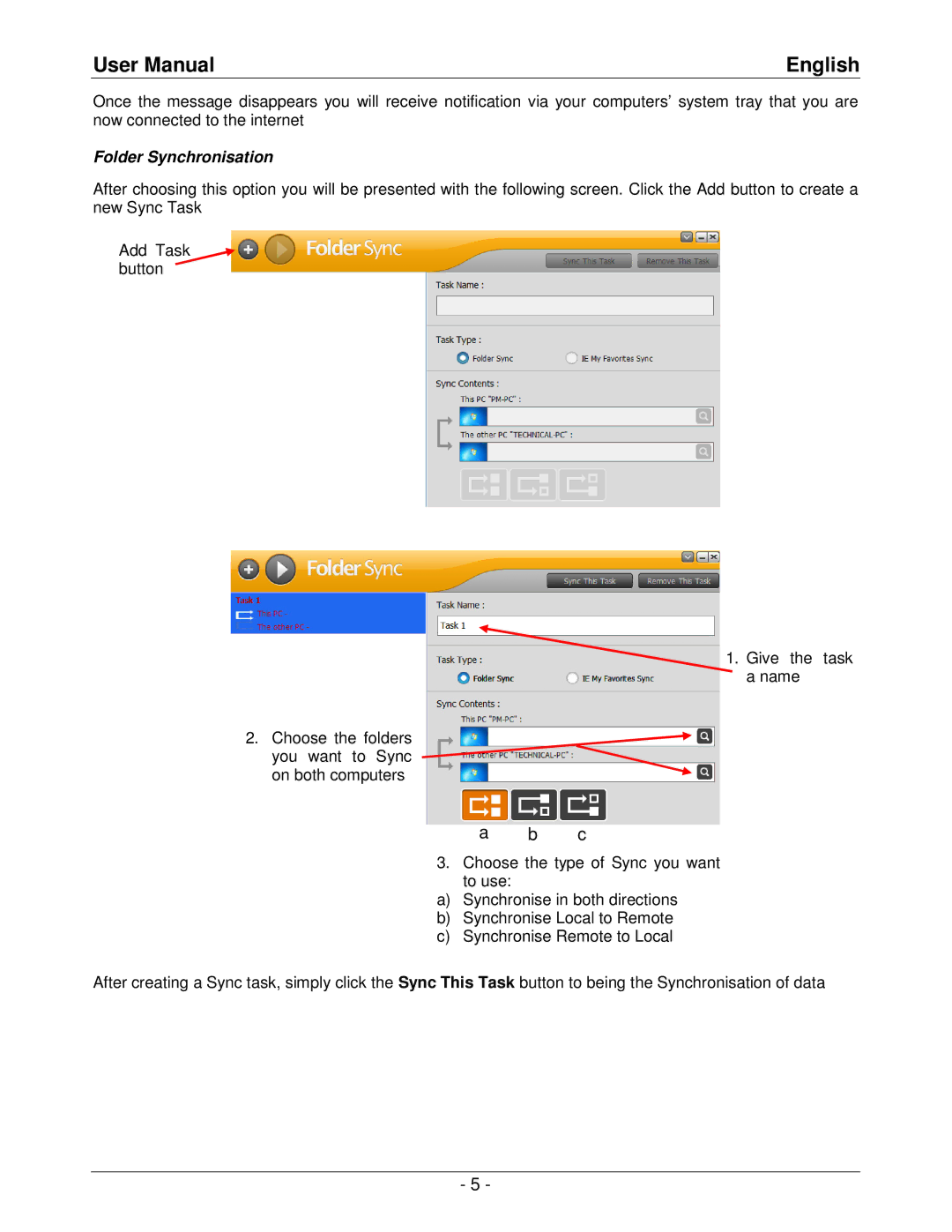 Lindy 42616, 42615 user manual Folder Synchronisation 