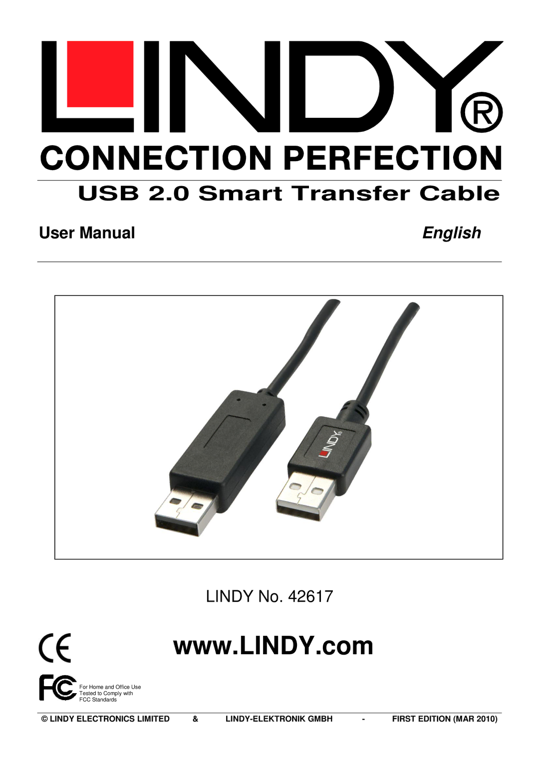 Lindy 42617 user manual USB 2.0 Smart Transfer Cable, English 