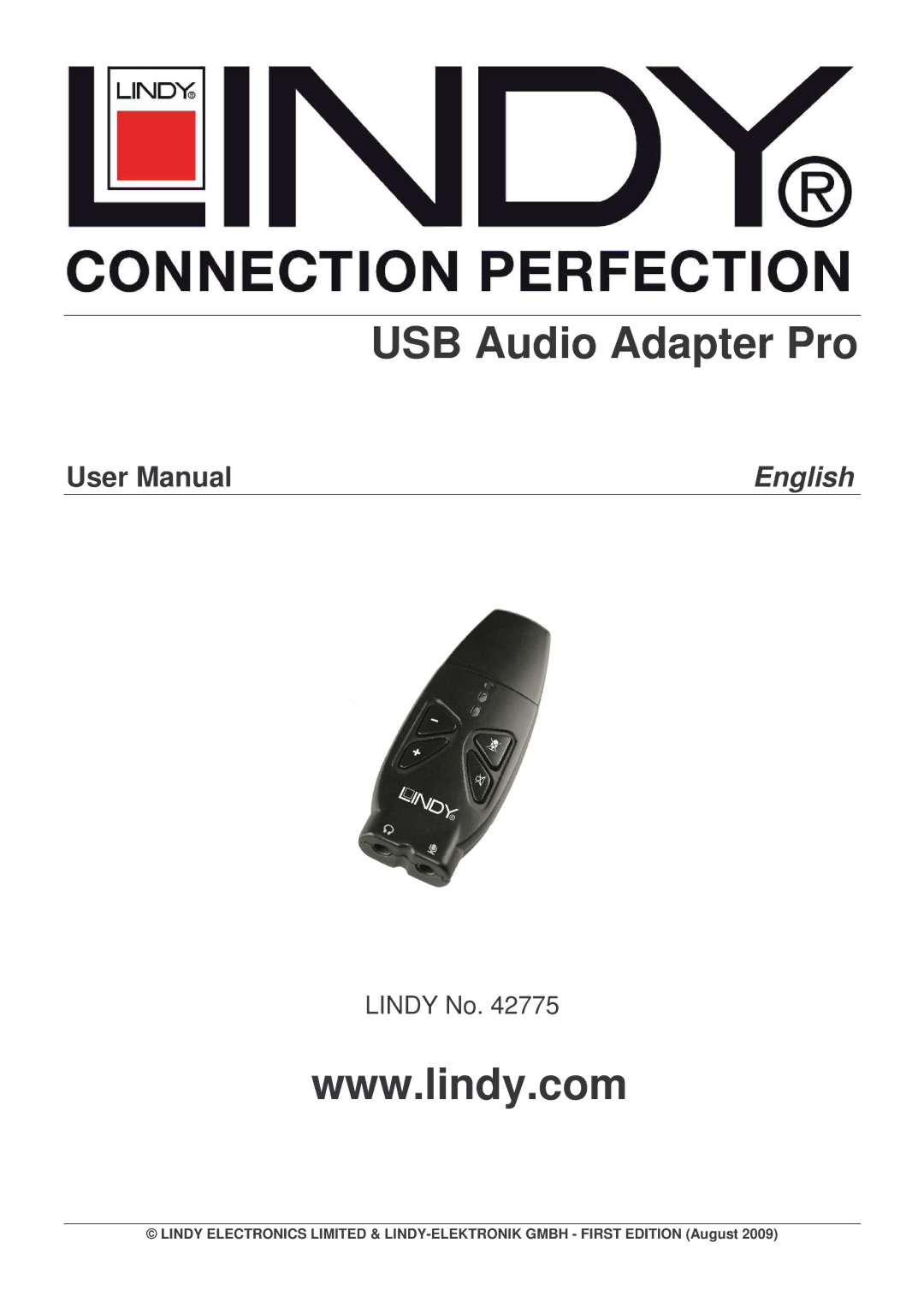 Lindy 42775 user manual USB Audio Adapter Pro 