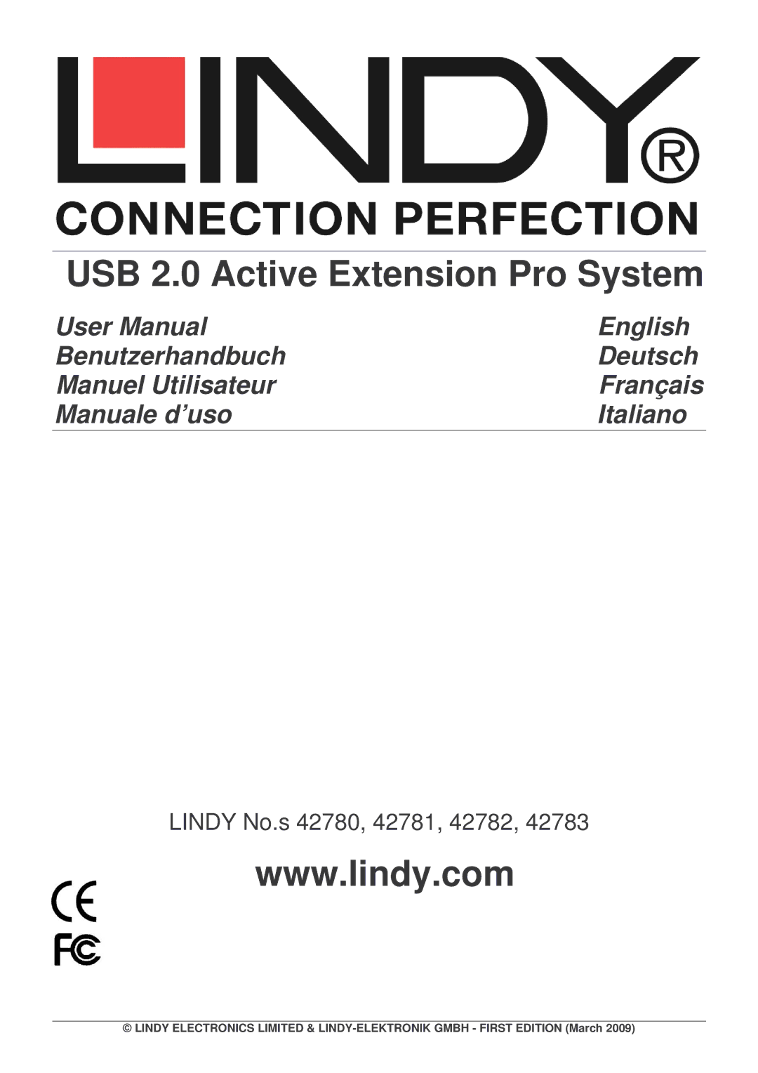 Lindy 42781, 42780, 42782, 42783 user manual USB 2.0 Active Extension Pro System 