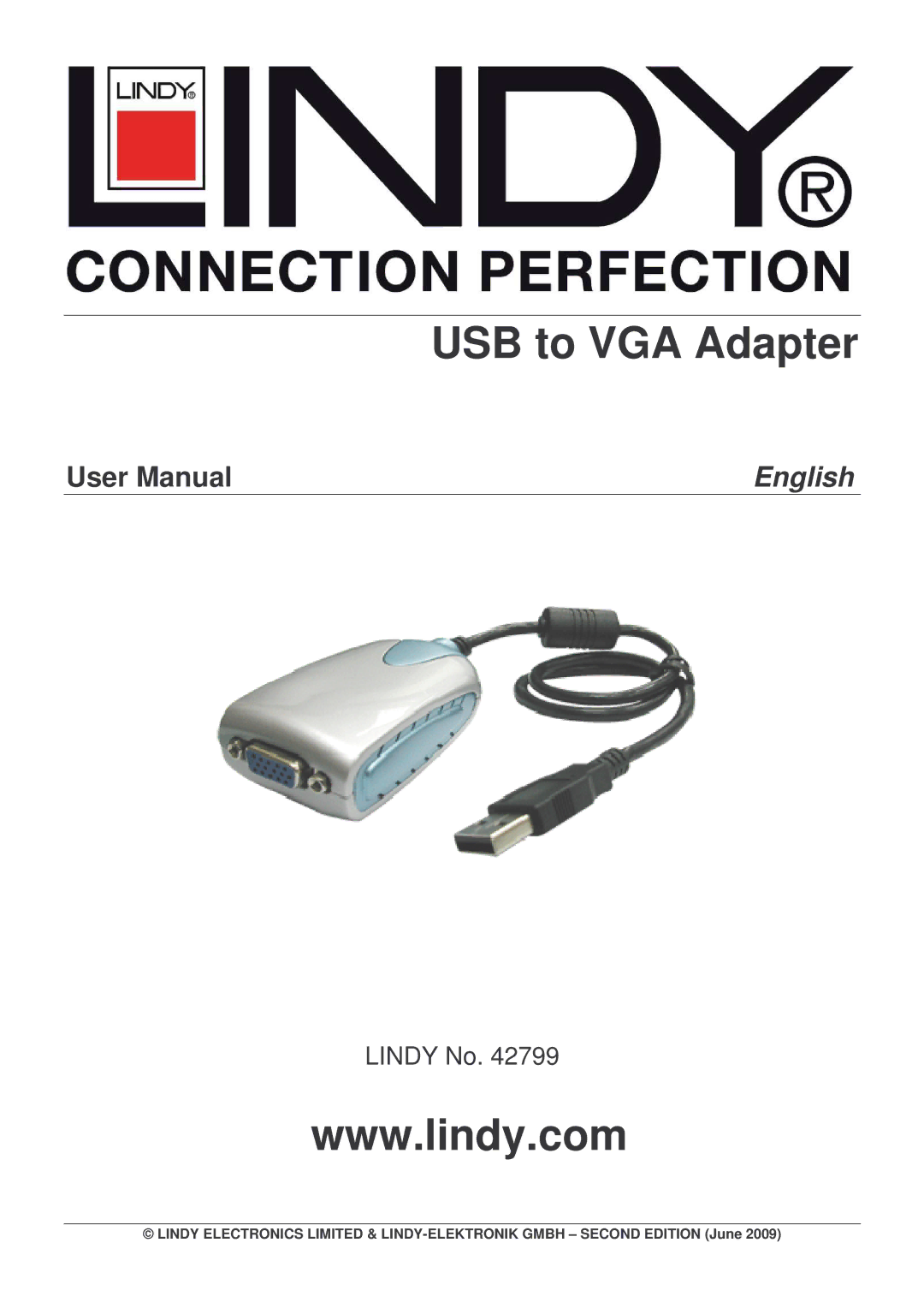 Lindy 42799 user manual USB to VGA Adapter 