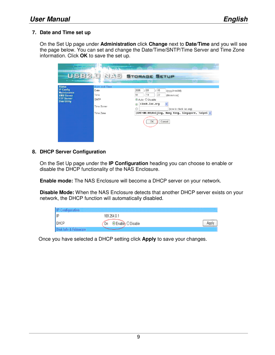 Lindy 42808 user manual Date and Time set up, Dhcp Server Configuration 