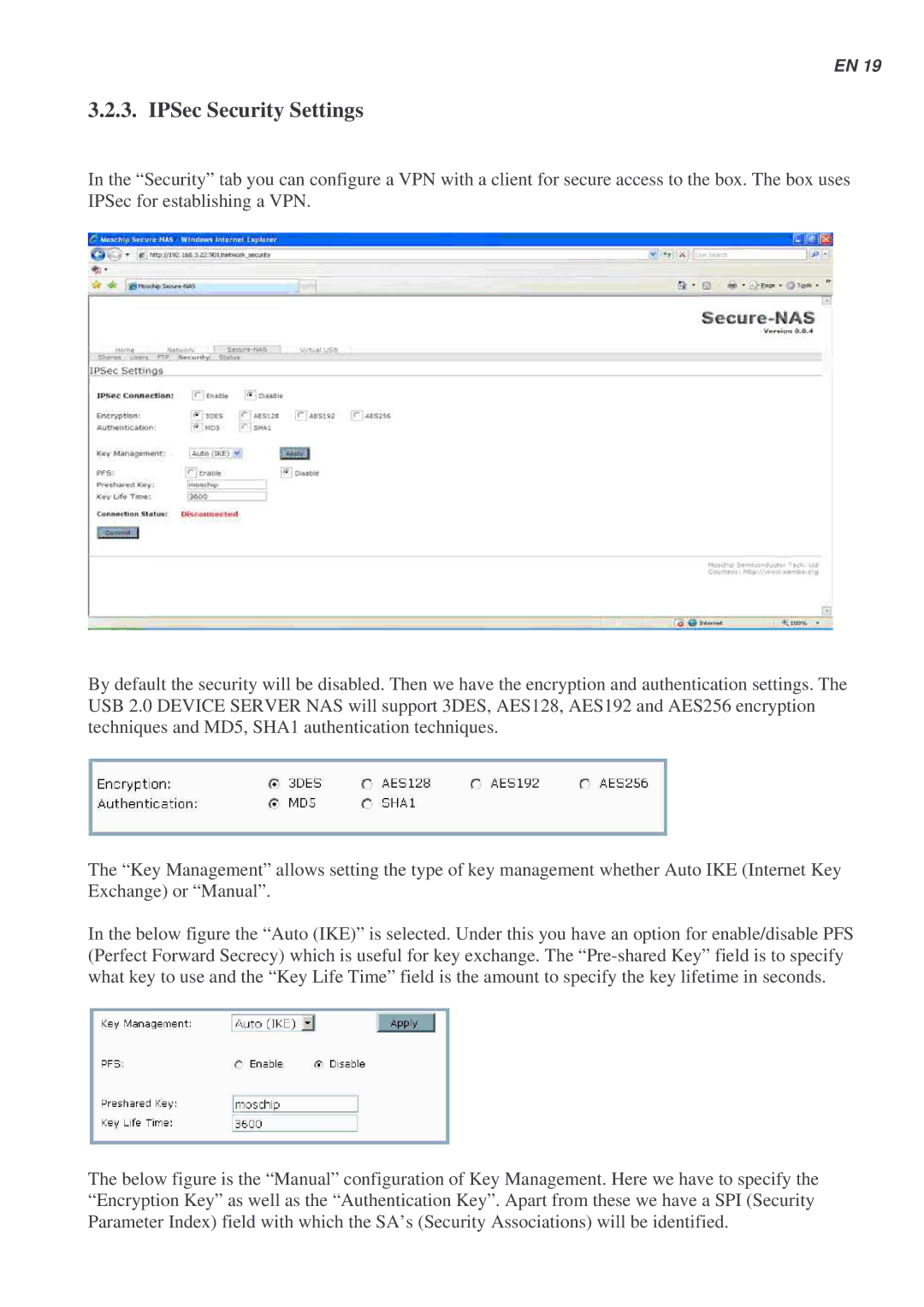 Lindy 42829 user manual IPSec Security Settings 