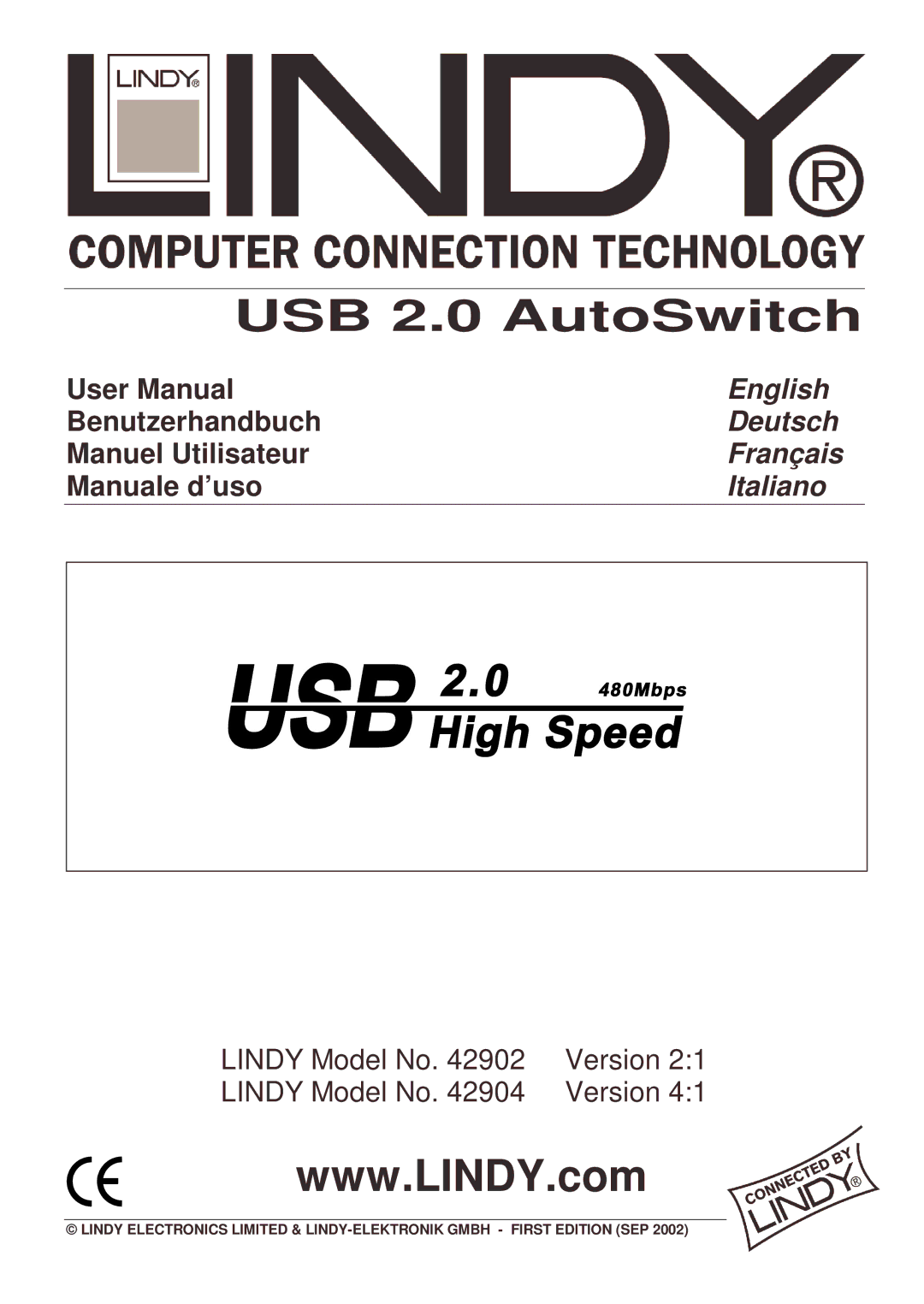 Lindy 42904 user manual English, Deutsch, Français, Italiano 