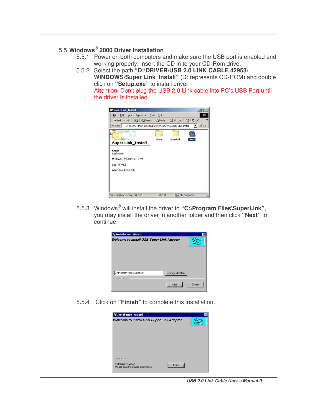 Lindy 42953 user manual Windows 2000 Driver Installation 