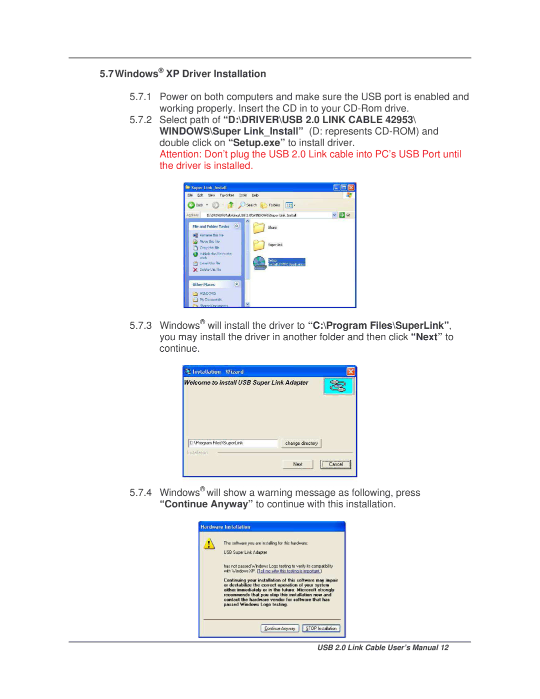 Lindy 42953 user manual Windows XP Driver Installation 