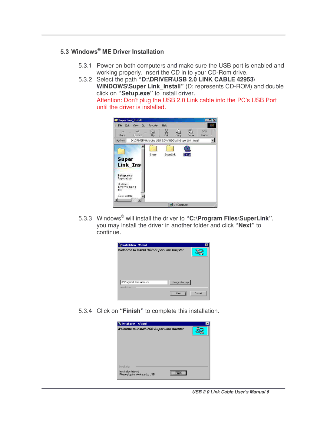 Lindy 42953 user manual Windows ME Driver Installation 