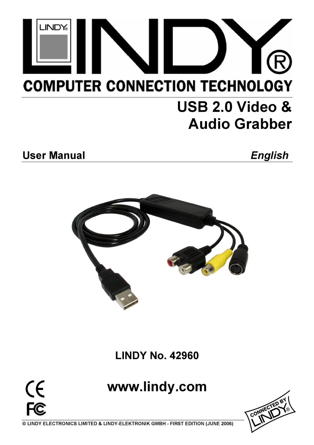 Lindy 42960 user manual USB 2.0 Video Audio Grabber 