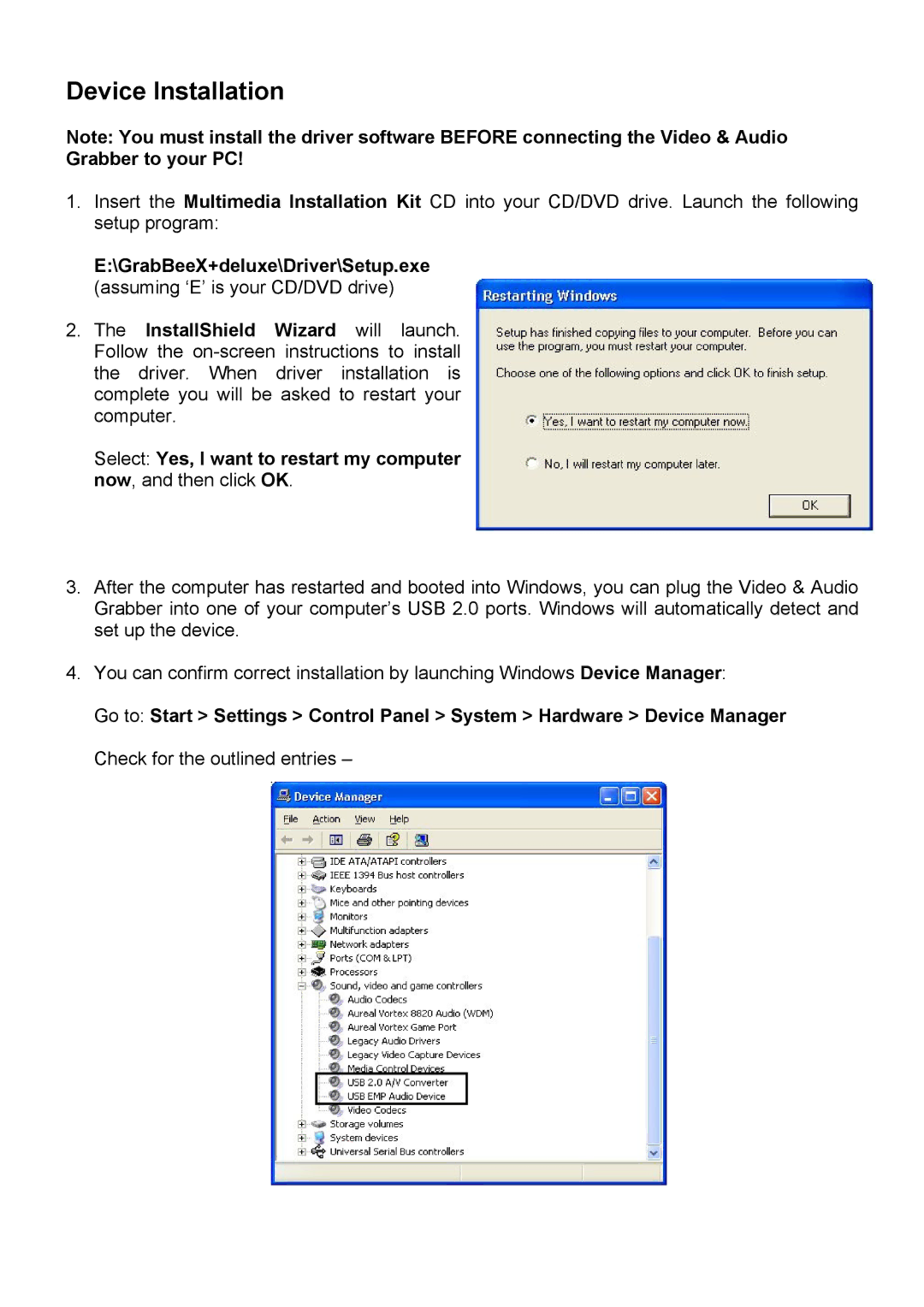 Lindy 42960 user manual Device Installation 